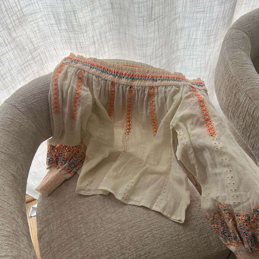 Vineet Bahl Nora off the shoulder embroidered blouse - Anthropologie